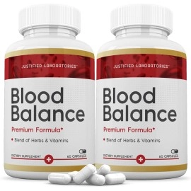Justified Laboratories (2 Pack) Blood Balance Advanced Formula 620MG Formula All Natural Cardiovascular Support Supplement Pills 120 Capsules