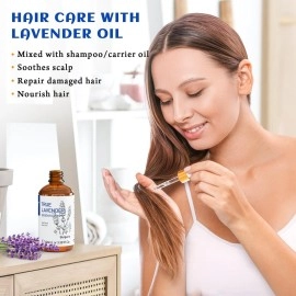 HIQILI Pure Undiluted Premium Therapeutic Grade Lavender Essential Oil for Diffuser, Skin Care, Massage, Hair Growth, Body - 3.38fl. oz