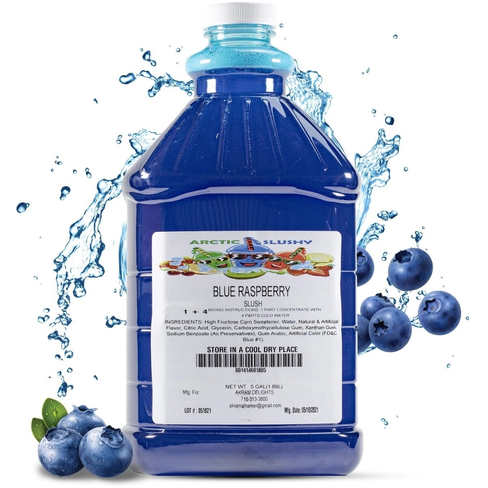 Arctic Slushy Frozen Slushie Syrup Mix - New York Flavored Syrups for Ice Drink Machines, Blenders - DIY, Commercial Blended & Icy Beverage Flavoring - Half-Gallon, Makes 40 Cups (Blue Raspberry)