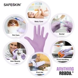SAFESKIN Disposable Nitrile Gloves in POP-N-GO* Pack - Light Duty - Medium Size, Powder Free, Food Safe, Cleaning - 50 Count