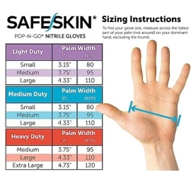 SAFESKIN Disposable Nitrile Gloves in POP-N-GO* Pack - Light Duty - Small Size, Powder Free, Food Safe, Cleaning - 50 Count