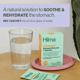 Hilma Stomach Recover and Hydrate, Organic Electrolytes Powder for Hydration w/Prebiotics and Gastroprotective Herbs, Rebalance Gut w/Goji Berry and Coconut Water, Doctor-Formulated, 7 Vegan Sachets