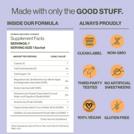 Hilma Stomach Recover and Hydrate, Organic Electrolytes Powder for Hydration w/Prebiotics and Gastroprotective Herbs, Rebalance Gut w/Goji Berry and Coconut Water, Doctor-Formulated, 7 Vegan Sachets