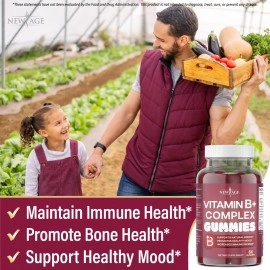 NEW AGE Vitamin B Complex Gummies with Vitamin B3, B6, & B12 - with Biotin, Folic Acid & Vitamin C - Gluten-Free, Vegan, Made in The USA! (120 Count (Pack of 2))