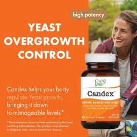 PURE ESSENCE LABS Candex Supplement - Yeast Overgrowth Supplement with Digestive Enzymes, Yeast Infection Probiotic Aid for Men and Women - 40 Capsules