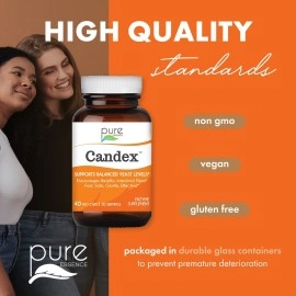 PURE ESSENCE LABS Candex Supplement - Yeast Overgrowth Supplement with Digestive Enzymes, Yeast Infection Probiotic Aid for Men and Women - 40 Capsules