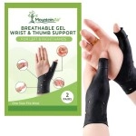 Gel Wrist and Thumb Brace - 2 Pairs - Unisex Wrist Splint to Fit Left or Right Hand - Wrist Support for Arthritis, Rheumatism, Carpal Tunnel Pain Relief - Flexible Silicone Thumb Brace (Black)