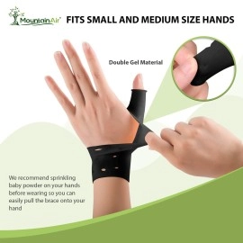 Gel Wrist and Thumb Brace - 2 Pairs - Unisex Wrist Splint to Fit Left or Right Hand - Wrist Support for Arthritis, Rheumatism, Carpal Tunnel Pain Relief - Flexible Silicone Thumb Brace (Black)