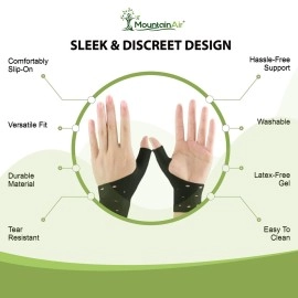 Gel Wrist and Thumb Brace - 2 Pairs - Unisex Wrist Splint to Fit Left or Right Hand - Wrist Support for Arthritis, Rheumatism, Carpal Tunnel Pain Relief - Flexible Silicone Thumb Brace (Black)