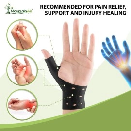 Gel Wrist and Thumb Brace - 2 Pairs - Unisex Wrist Splint to Fit Left or Right Hand - Wrist Support for Arthritis, Rheumatism, Carpal Tunnel Pain Relief - Flexible Silicone Thumb Brace (Black)