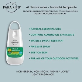 PARAKITO Mosquito, Ticks & Insect Spray- DEET Free, Citronella Essential Oil, Water & Sweat Resistant, Mosquito Bite Protection in Camping, Hiking, Travel Outdoor Activities (2.2oz)