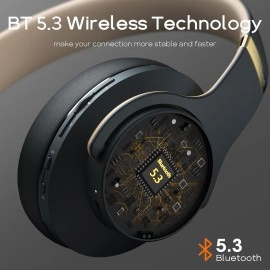 DOQAUS Bluetooth Headphones Over Ear, 90H Playtime Wireless, 3 EQ Modes, HiFi Audio & Deep Bass, ENC Noise Isolating Mic, Soft Earpads for Phone/PC