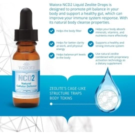 Waiora NCD2 Activated Best Pure Zeolite Liquid Drops - Natural Body Cleanse & Immune Support with Zeolite Clinoptilolite Liquid, pH Balance Formula, All-Natural - 1 Bottle (0.5 oz.), 90 Servings