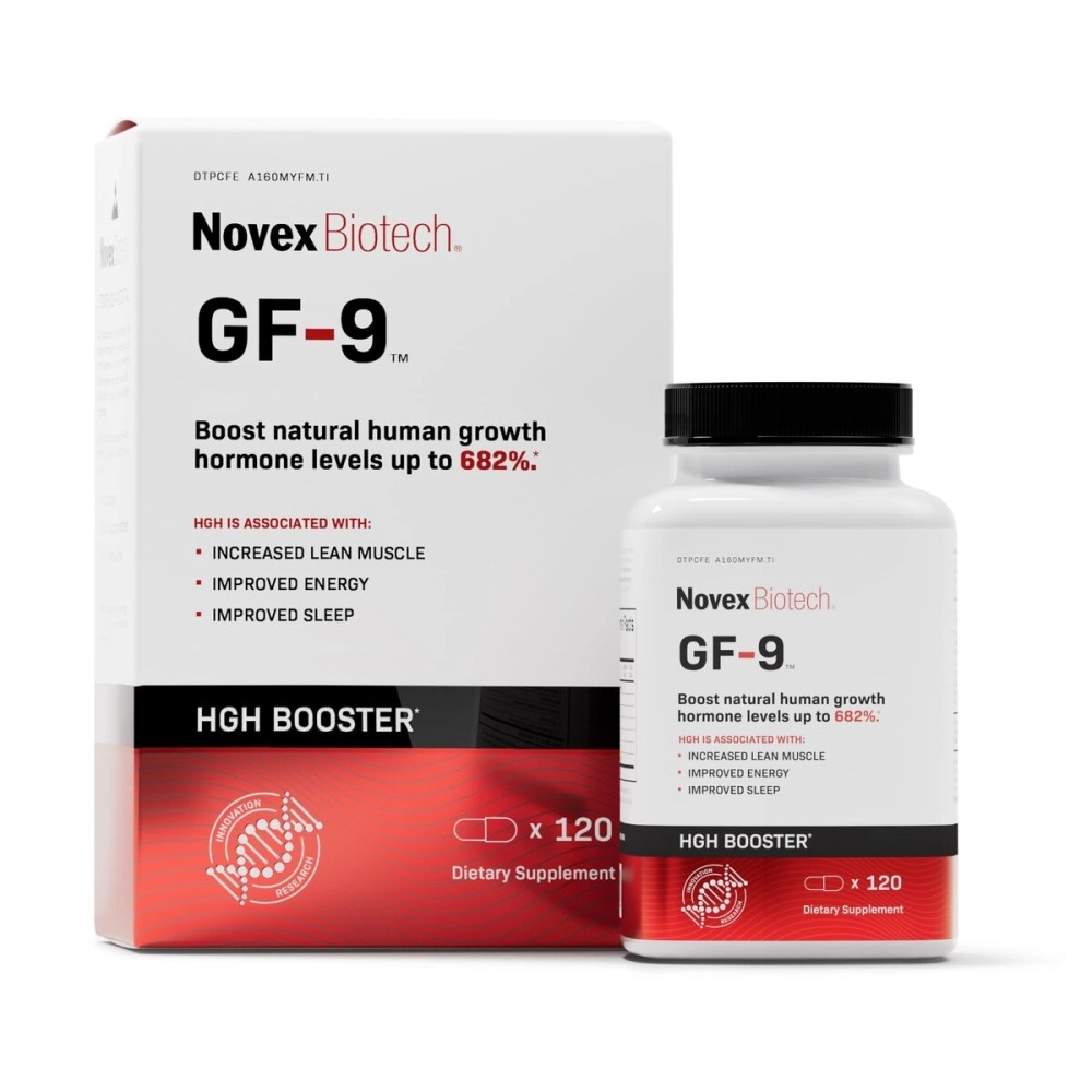 Novex Biotech GF-9 - HGH Boosting Supplement for Men - Workout Supplement for Men - Boost Growth Hormone Naturally, 120 Capsules (30-Day Supply)