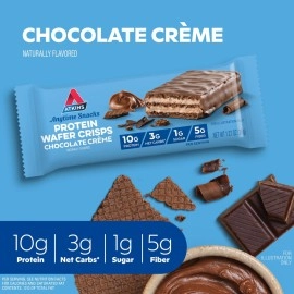 Atkins Snack Wafer, Chocolate Crme Flavor, 5 Pack (36g Per Bar) - Low Carb, Keto Friendly, High Protein Snack