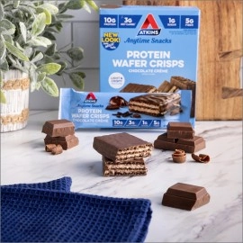Atkins Snack Wafer, Chocolate Crme Flavor, 5 Pack (36g Per Bar) - Low Carb, Keto Friendly, High Protein Snack