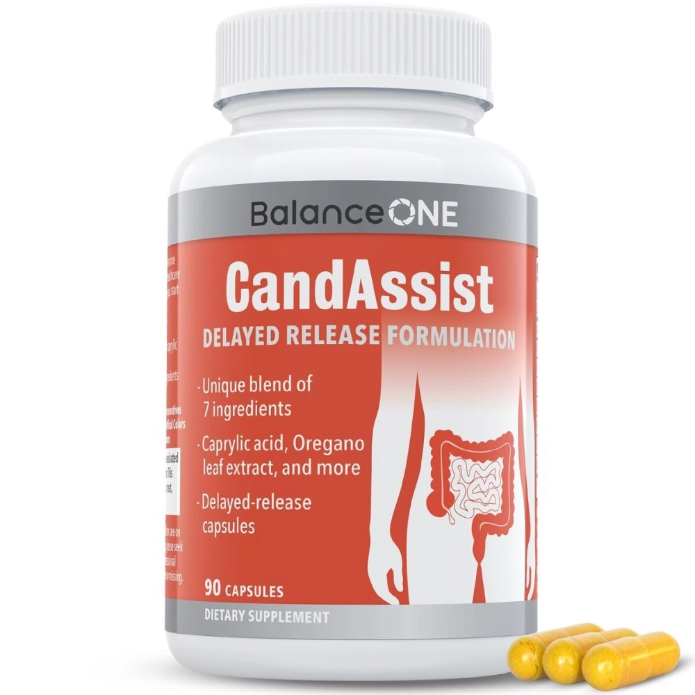 Balance ONE CandAssist Intestinal Flora Balance - Caprylic Acid, Berberine - Delayed Release Capsules - Vegan & Non-GMO - 30 Day Supply