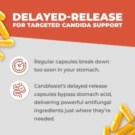 Balance ONE CandAssist Intestinal Flora Balance - Caprylic Acid, Berberine - Delayed Release Capsules - Vegan & Non-GMO - 30 Day Supply