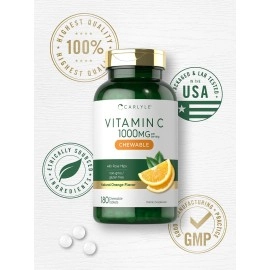 Carlyle Vitamin C Chewables | 1000mg | 180 Chewable Tablets | Vegetarian | Non-GMO, Gluten Free