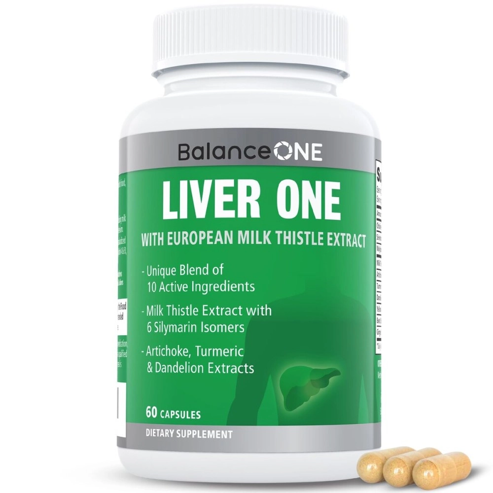 Liver One by Balance One Supplements - 10 Antioxidant Ingredients for Natural Liver Support - Milk Thistle, Molybdenum, Dandelion, Artichoke - Vegan, Non-GMO - 30 Day Supply