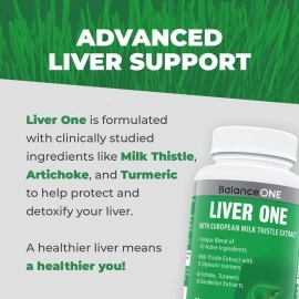 Liver One by Balance One Supplements - 10 Antioxidant Ingredients for Natural Liver Support - Milk Thistle, Molybdenum, Dandelion, Artichoke - Vegan, Non-GMO - 30 Day Supply