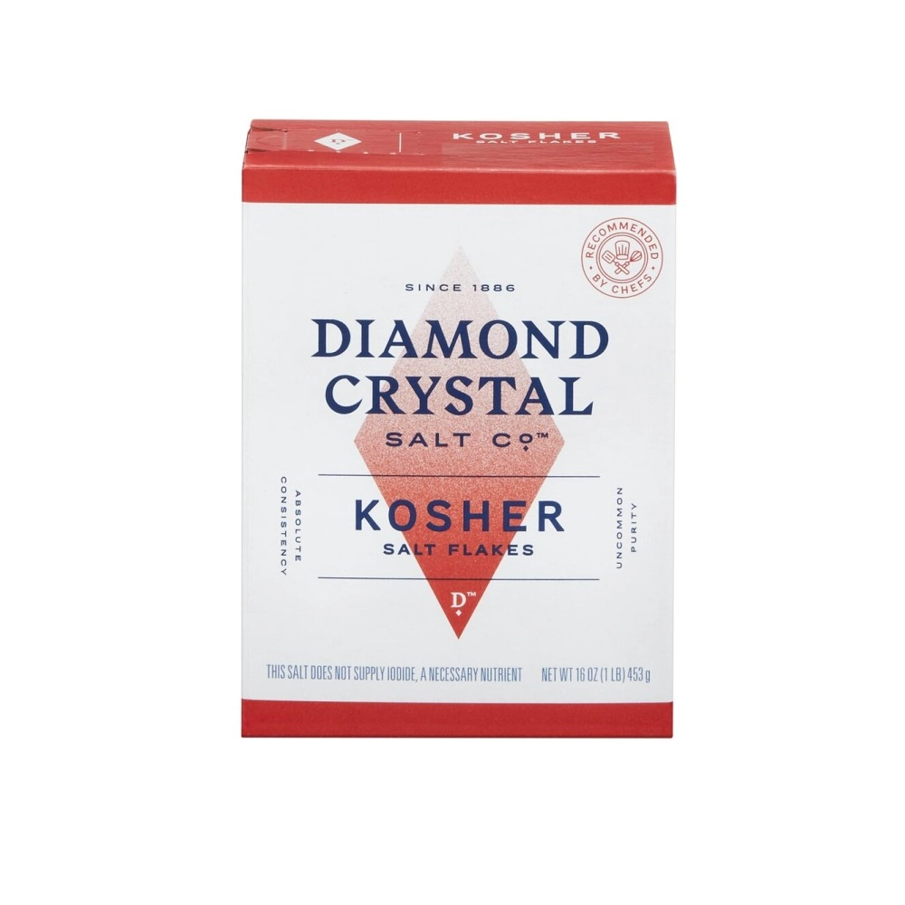 Diamond Crystal Kosher Salt Flakes - Full Flavor, No Additives and Less Sodium - Pure and Natural Since 1886 - 1 Pound Box