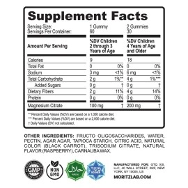 DR. MORITZ Kids Magnesium Gummies Sugar-Free - Calm Magnesium Gummies Supplement for Children, Sugar-Free Magnesium Calm Chews for Kids & Adults