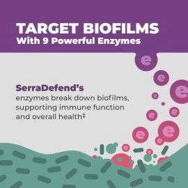 Balance ONE SerraDefend Biofilm Defense, Digestion - Systemic and Digestive Enzymes - Serrapeptase, Nattokinase, Protease, Cellulase - 60 Capsules, 2 Month Supply