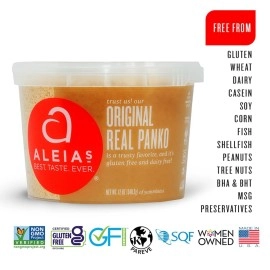 ALEIAS BEST. TASTE. EVER. Panko Original - 12 oz / 2 Pack - Authentic Crunchy Breading for Gluten Free Recipes, Certified Gluten Free, Non-GMO, Dairy Free, Low Sodium, Kosher