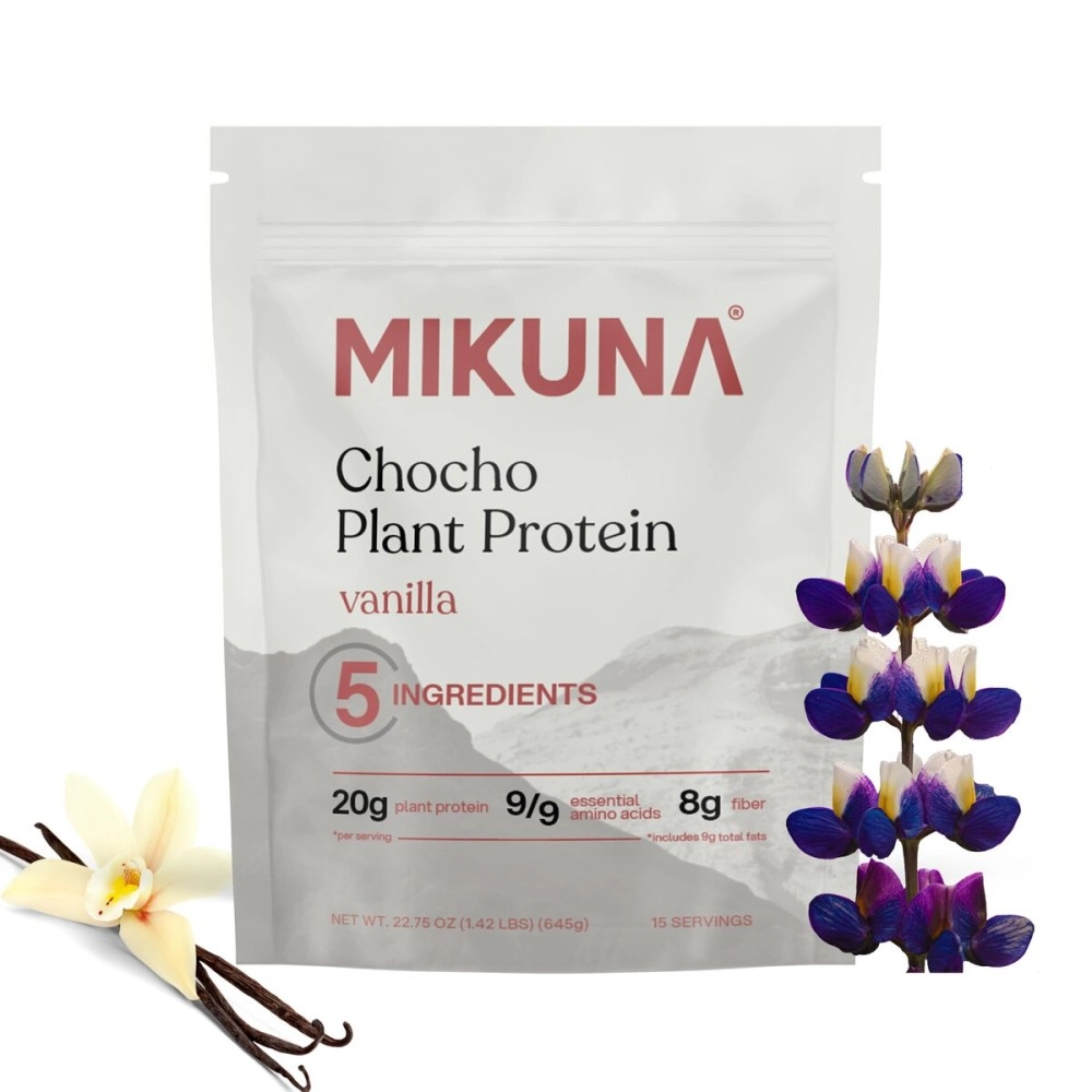 Mikuna Chocho Superfood Protein, Plant-Based Protein Powder - Vegan, Lectin-Free, Gluten Free, 3g Net Carbs, and Bioavailable, Non-Isolate (Vanilla, 15 Serving)