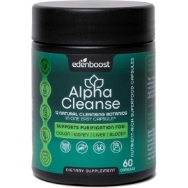 EdenBoost AlphaCleanse | Liver Health and Detox Blend Made with 12 Organic Superfoods. Milk Thistle, Dandelion Root, Burdock Root. Formulated for Detox Support, Liver, Digestive Health. (1 Bottle)