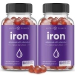 NutraChamps Iron Gummies with Vitamin C, 20mg Iron Blood Cell Formation Support, 120 Gummies for Iron Deficiency & Anemia, Energy, Focus, Immune Boost Pack of 2