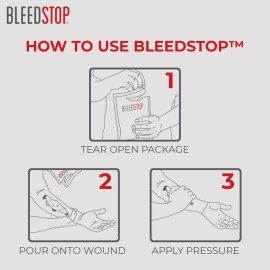 BleedStop First Aid Powder for Blood Clotting, Trauma Kit, Blood Thinner Patients, Camping Safety, and Survival Equipment for Moderate to Severe Bleeding Wounds or Nosebleeds - 1 (60g) Pouch