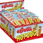 Look-On eFrutti Gummi Hot Dog Shape (60 Pieces) Display Box Individual Wrap Gummy