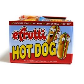 Look-On eFrutti Gummi Hot Dog Shape (60 Pieces) Display Box Individual Wrap Gummy