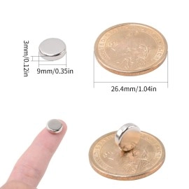 MIN CI 100 Pcs Super Strong Neodymium Disc Magnets, 9mm x 3mm Small Magnets for Dry Erase Board Whiteboard Office Fridge Crafts, Mini Round Rare Earth Magnets for DIY Building Scientific Models