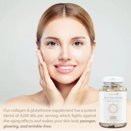 Glutathione Whitening Pills 6200mg - Natural Skin Lightening Pills with Collagen, Acne Scars & Dark Spot Remover, Skin Bleaching Supplement with Anti-Aging & Antioxidant Effect, 90 Vegan Capsules