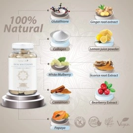 Glutathione Whitening Pills 6200mg - Natural Skin Lightening Pills with Collagen, Acne Scars & Dark Spot Remover, Skin Bleaching Supplement with Anti-Aging & Antioxidant Effect, 90 Vegan Capsules