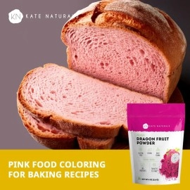 Kate Naturals Dragon Fruit Powder for Baking & Drinks (4oz). Vegan, Gluten Free Dried Pink Pitaya Powder for Dragonfruit Syrup, Smoothies & Food Coloring