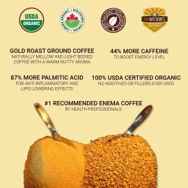 Kinara Organic Enema Gold Coffee with Scoop, High Caffeine (44 Higher Caffeine) by S.A. Wilson - Pack of 2 (3 Piece Set)