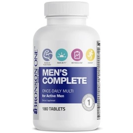 Bronson ONE Daily Mens Complete Multivitamin Multimineral Once-Daily Multi for Active Men, 180 Tablets