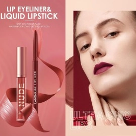 LANGMANNI 6 Matte Lipstick with 6 Lipliners Durable Makeup Set,Long-Lasting Non-Stick Cup Not Fade Waterproof Pigmented Velvet Lipgloss Kit Beauty Cosmetics Makeup Gift for Girls (A)