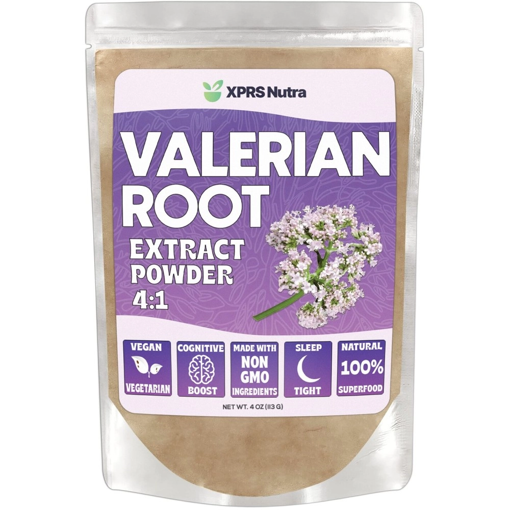 XPRS Nutra Valerian Root Extract Powder 4:1 - Premium Valerian Root Powder for Cognitive Health - Vegan Friendly Herbal Sleep Aid (4 oz)