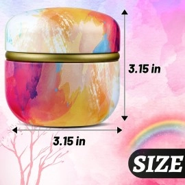 CHENGU Body Powder Case with Powder Puff Powder Container Tea Canister for Baby and Adult Body Talcum Powder Tea Box (Rainbow)