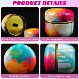 CHENGU Body Powder Case with Powder Puff Powder Container Tea Canister for Baby and Adult Body Talcum Powder Tea Box (Rainbow)