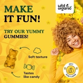 Wild & Organic Mullein Gummies - Daily Dietary Supplement for Respiratory, Digestive Support - Natural Sleep Aid, Immune Booster - Vegan, Non-GMO Verbascum Thapsus Herbal Extract - 2000mg, 60 Chews