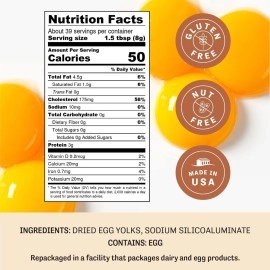 Judee\'s Gluten Free Dried Egg Yolk Powder - 11 oz - Baking Supplies - Delicious and 100% Gluten-Free - Perfect for Homemade Baked Goods, Sauces, Ice Cream Toppings, and More - Great Source of Protein