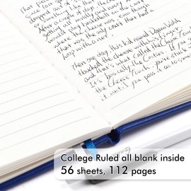 3 Pack Pocket Notebook Journals with 3 Black Pens, Feela A6 Mini Cute Small Journal Notebook Bulk Hardcover College Ruled Notepad with Pen Holder for Office School Supplies, 3.5x 5.5, Navy