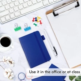 3 Pack Pocket Notebook Journals with 3 Black Pens, Feela A6 Mini Cute Small Journal Notebook Bulk Hardcover College Ruled Notepad with Pen Holder for Office School Supplies, 3.5x 5.5, Navy