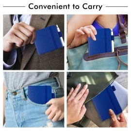3 Pack Pocket Notebook Journals with 3 Black Pens, Feela A6 Mini Cute Small Journal Notebook Bulk Hardcover College Ruled Notepad with Pen Holder for Office School Supplies, 3.5x 5.5, Navy